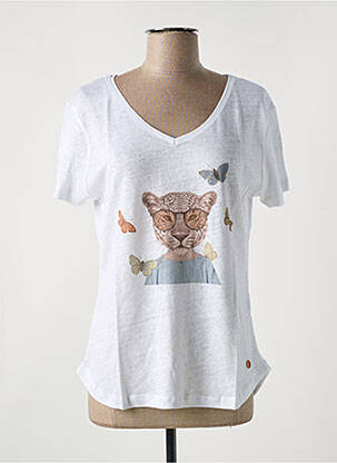 T-shirt sérigraphie floquée manches courtes blanc LE BOUDOIR D'EDOUARD femme