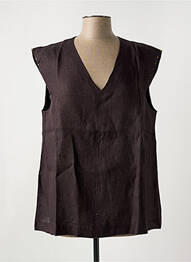 Blouse col v sans manche marron LE BOUDOIR D'EDOUARD femme