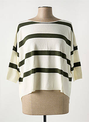 Pull col rond manches 3/4 vert LE BOUDOIR D'EDOUARD femme