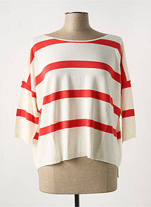 Pull col rond manches 3/4 rouge LE BOUDOIR D'EDOUARD femme