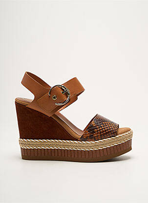 Sandales/nu pieds tissage satiné talon haut de 10cm et plus marron KANNA femme