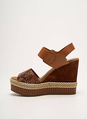 Sandales/nu pieds tissage satiné talon haut de 10cm et plus marron KANNA femme
