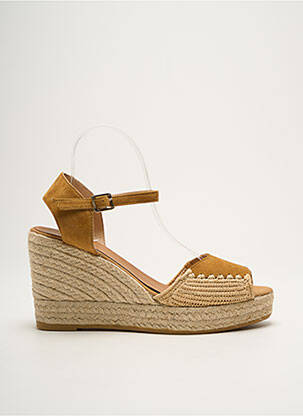 Espadrilles nubuck talon haut de 10cm et plus beige KANNA femme