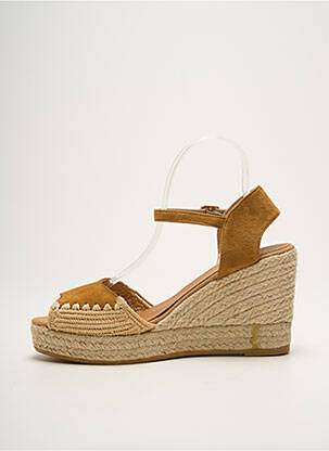 Espadrilles nubuck talon haut de 10cm et plus beige KANNA femme