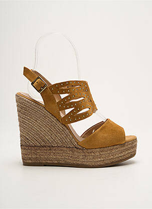Sandales/nu pieds tissage satiné talon haut de 10cm et plus marron KANNA femme
