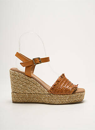 Espadrilles tissage satiné talon de 7 à 9cm marron KANNA femme