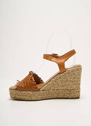 Espadrilles tissage satiné talon de 7 à 9cm marron KANNA femme