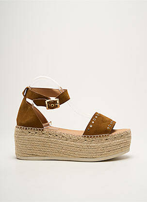Espadrilles nubuck talon de 7 à 9cm marron KANNA femme