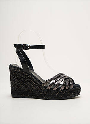 Espadrilles tissage satiné talon de 7 à 9cm noir KANNA femme