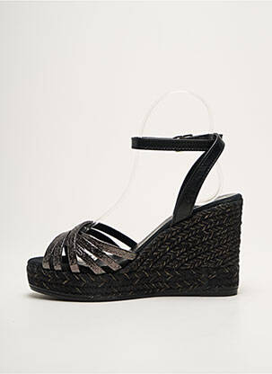 Espadrilles tissage satiné talon de 7 à 9cm noir KANNA femme