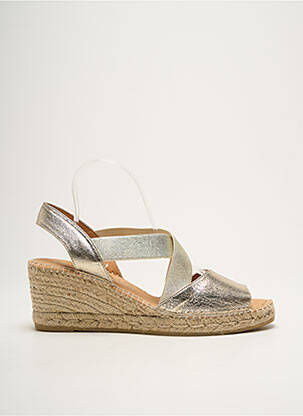 Espadrilles tissage satiné talon de 7 à 9cm or KANNA femme