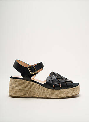 Espadrilles tissage satiné talon de 4 à 6cm noir KANNA femme