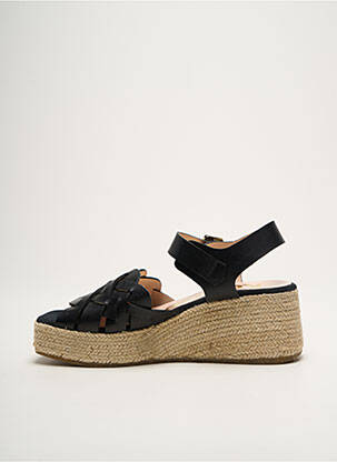 Espadrilles tissage satiné talon de 4 à 6cm noir KANNA femme