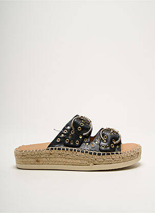 Espadrilles tissage satiné talon de 4 à 6cm noir KANNA femme