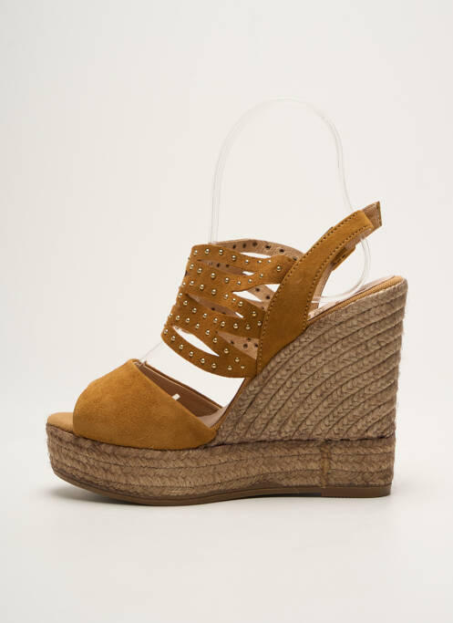 Sandales/nu pieds tissage satiné talon haut de 10cm et plus marron KANNA femme