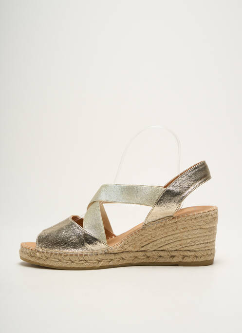 Espadrilles tissage satiné talon de 7 à 9cm or KANNA femme