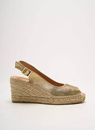 Espadrilles tissage satiné talon de 7 à 9cm or KANNA femme