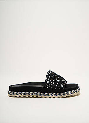 Mules/sabots tissage satiné talon plat jusqu'à 3cm noir KANNA femme