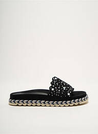 Mules/sabots tissage satiné talon plat jusqu'à 3cm noir KANNA femme