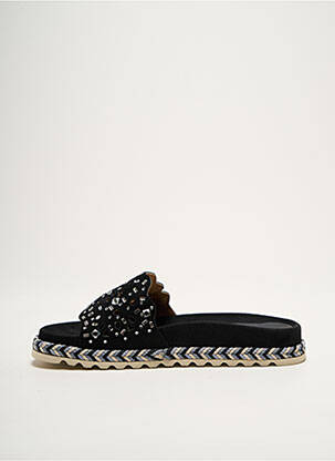 Mules/sabots tissage satiné talon plat jusqu'à 3cm noir KANNA femme