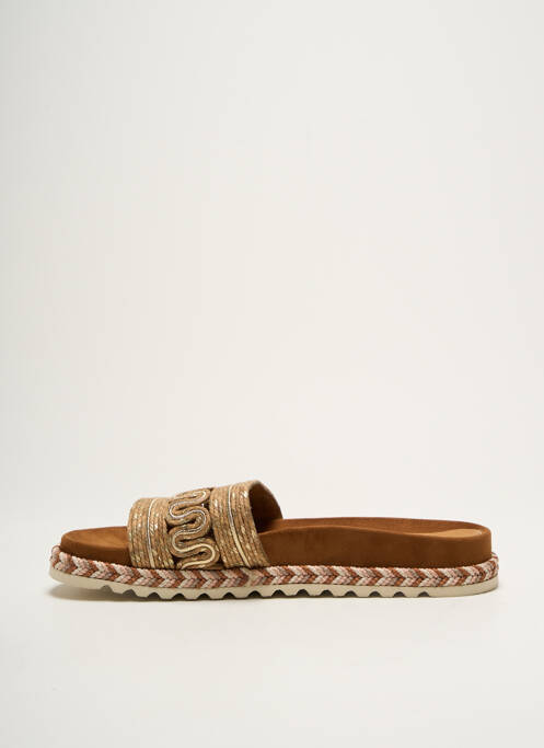 Mules/sabots tissage satiné talon plat jusqu'à 3cm beige KANNA femme