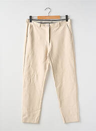 Pantalon droit fermeture zippée sous rabat boutonné beige EAST DRIVE femme