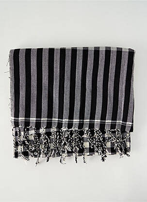 Echarpe imprimé carreaux noir KRAMA HERITAGE femme