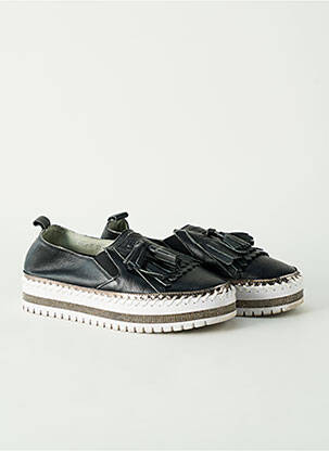 Mocassins tissage satiné talon de 4 à 6cm noir FOOLPRINT femme