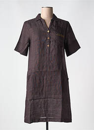 Robe mi-longue tissage crêpe manches courtes marron LE BOUDOIR D'EDOUARD femme