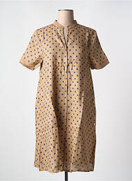 Robe mi-longue tissage crêpe manches courtes marron LE BOUDOIR D'EDOUARD femme