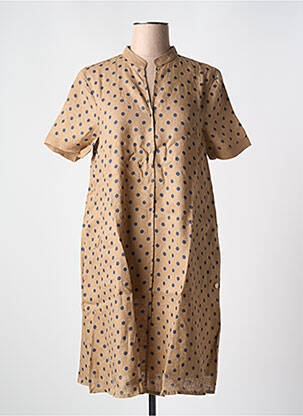 Robe mi-longue tissage crêpe manches courtes marron LE BOUDOIR D'EDOUARD femme