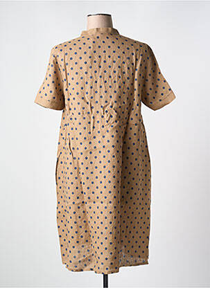 Robe mi-longue tissage crêpe manches courtes marron LE BOUDOIR D'EDOUARD femme