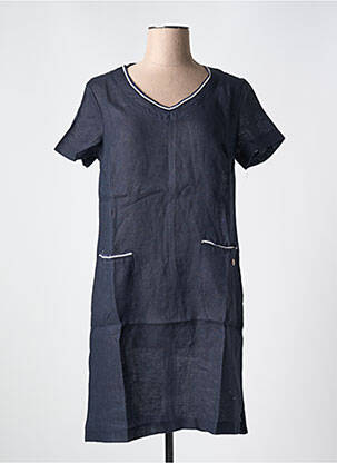 Robe courte fermeture zippée au dos manches courtes bleu LE BOUDOIR D'EDOUARD femme