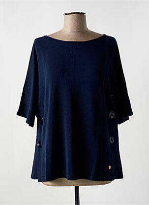 Pull col rond manches courtes bleu LE BOUDOIR D'EDOUARD femme