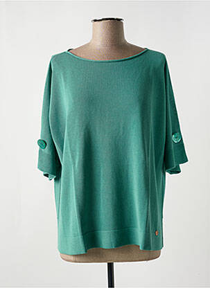 Pull col rond manches courtes vert LE BOUDOIR D'EDOUARD femme