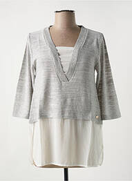 Pull coupe cintrée manches 3/4 gris LE BOUDOIR D'EDOUARD femme