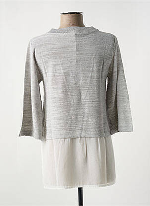Pull coupe cintrée manches 3/4 gris LE BOUDOIR D'EDOUARD femme
