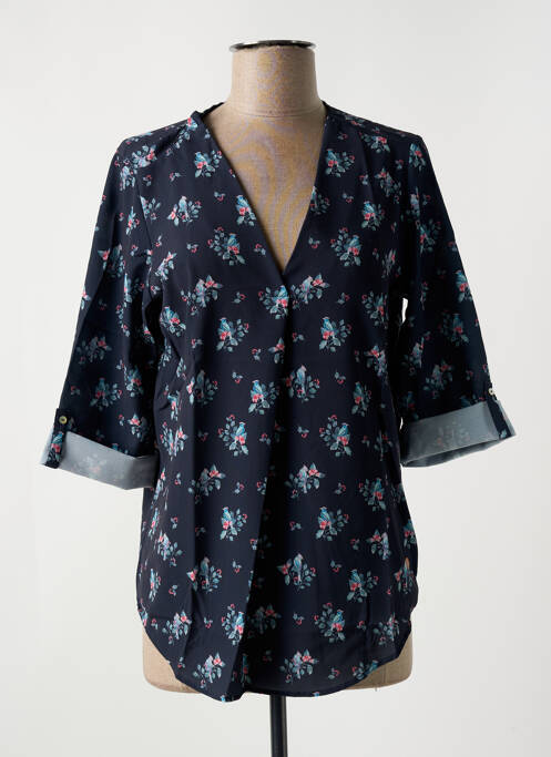 Blouse imprimé fleurs manches courtes bleu LE BOUDOIR D'EDOUARD femme