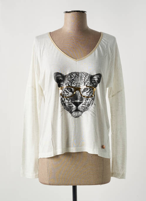 T-shirt manches longues manches longues beige LE BOUDOIR D'EDOUARD femme