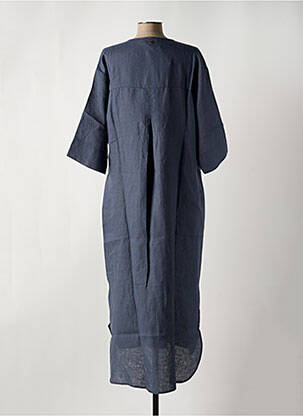 Robe longue tissage crêpe manches 3/4 bleu LE BOUDOIR D'EDOUARD femme