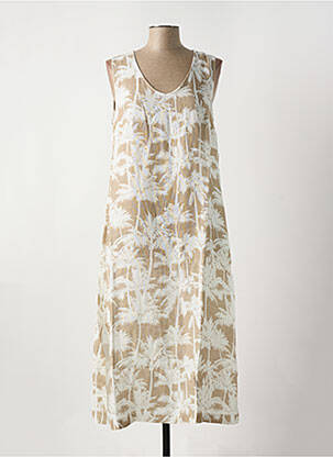 Robe longue coupe évasée sans manche beige LE BOUDOIR D'EDOUARD femme