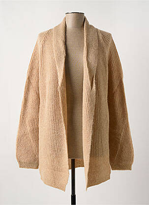 Gilet manches longues col châle beige LE BOUDOIR D'EDOUARD femme