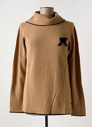 Pull col roulé tissage chiné manches longues marron LE BOUDOIR D'EDOUARD femme