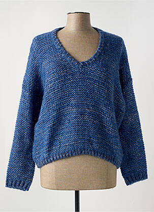 Pull tissage chiné manches longues bleu LE BOUDOIR D'EDOUARD femme