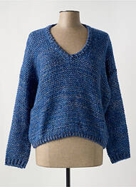 Pull tissage chiné manches longues bleu LE BOUDOIR D'EDOUARD femme