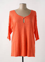 T-shirt col v manches 3/4 orange LE BOUDOIR D'EDOUARD femme