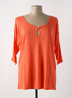 T-shirt col v manches 3/4 orange LE BOUDOIR D'EDOUARD femme