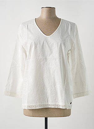 Blouse tissage popeline manches 3/4 blanc LE BOUDOIR D'EDOUARD femme