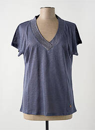 T-shirt col v manches courtes bleu LE BOUDOIR D'EDOUARD femme