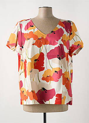 Blouse tissage popeline manches courtes rouge LE BOUDOIR D'EDOUARD femme